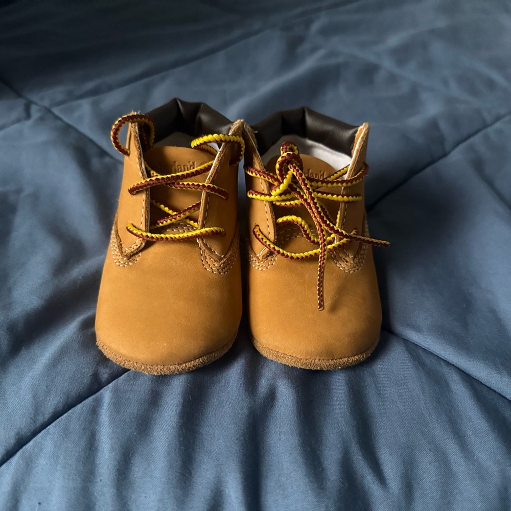 Timberland Tan Baby Shoes with Yellow Laces